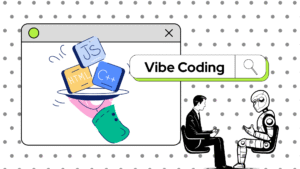 Uomo e robot collaborano per generare codice tramite Vibe Coding con intelligenza artificiale